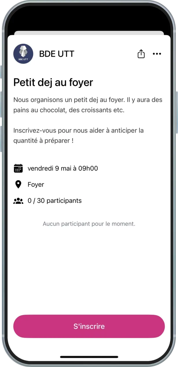 Event app screenshot