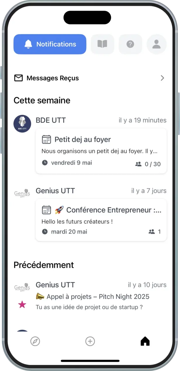 Notifications app screenshot